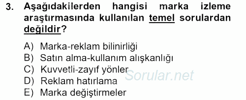 Marka ve Yönetimi 2012 - 2013 Dönem Sonu Sınavı 3.Soru