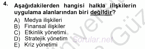 Halkla İlişkiler 2012 - 2013 Ara Sınavı 4.Soru