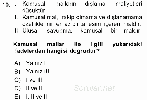 Kamu Maliyesi 2017 - 2018 Ara Sınavı 10.Soru