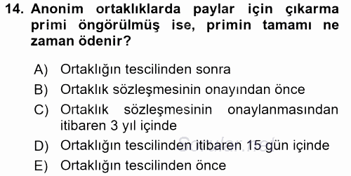 Ticaret Hukuku 2017 - 2018 3 Ders Sınavı 14.Soru