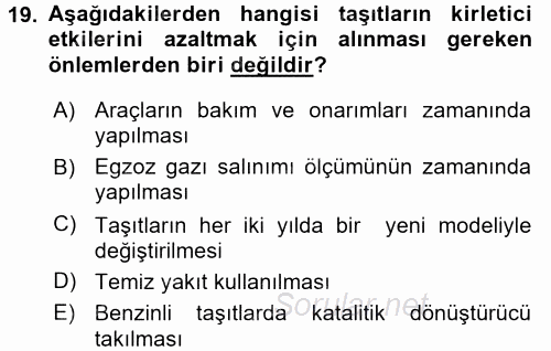 Tüketim Bilinci ve Bilinçli Tüketici 2016 - 2017 Dönem Sonu Sınavı 19.Soru