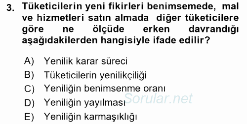 Tüketim Bilinci ve Bilinçli Tüketici 2016 - 2017 Dönem Sonu Sınavı 3.Soru