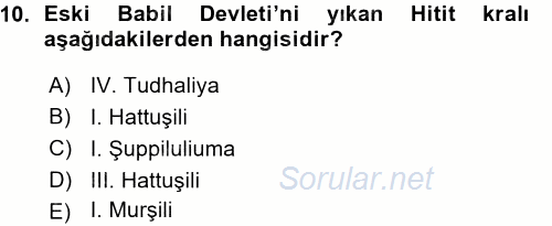 Uygarlık Tarihi 1 2015 - 2016 Ara Sınavı 10.Soru