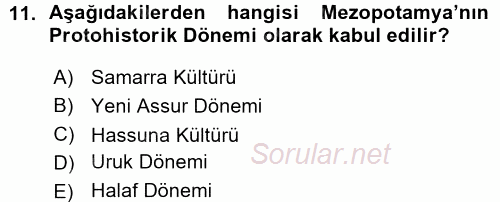 Uygarlık Tarihi 1 2015 - 2016 Ara Sınavı 11.Soru