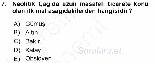 Uygarlık Tarihi 1 2015 - 2016 Ara Sınavı 7.Soru