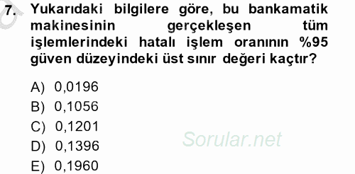 İstatistik 2 2013 - 2014 Ara Sınavı 7.Soru