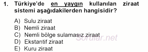 Tarla Bitkileri 1 2012 - 2013 Ara Sınavı 1.Soru