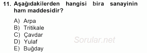 Tarla Bitkileri 1 2012 - 2013 Ara Sınavı 11.Soru