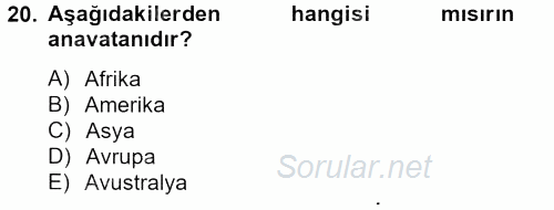 Tarla Bitkileri 1 2012 - 2013 Ara Sınavı 20.Soru