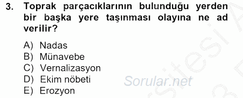 Tarla Bitkileri 1 2012 - 2013 Ara Sınavı 3.Soru