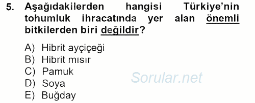 Tarla Bitkileri 1 2012 - 2013 Ara Sınavı 5.Soru