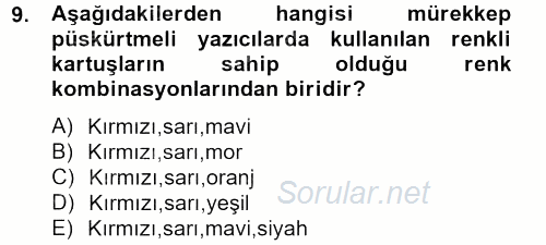 Ev Teknolojisi 2012 - 2013 Dönem Sonu Sınavı 9.Soru