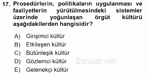 Perakendecilikte Müşteri İlişkileri Yönetimi 2015 - 2016 Dönem Sonu Sınavı 17.Soru