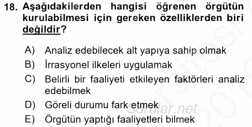 Perakendecilikte Müşteri İlişkileri Yönetimi 2015 - 2016 Dönem Sonu Sınavı 18.Soru