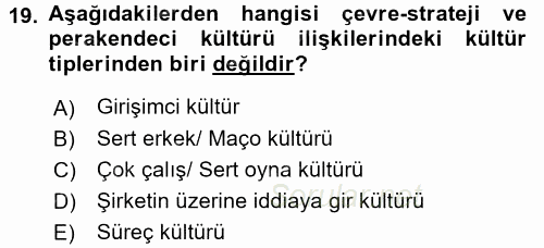 Perakendecilikte Müşteri İlişkileri Yönetimi 2015 - 2016 Dönem Sonu Sınavı 19.Soru
