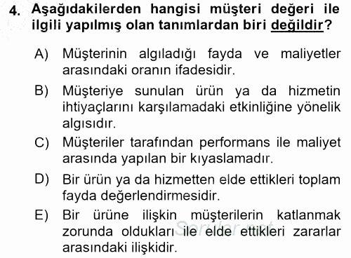 Perakendecilikte Müşteri İlişkileri Yönetimi 2015 - 2016 Dönem Sonu Sınavı 4.Soru
