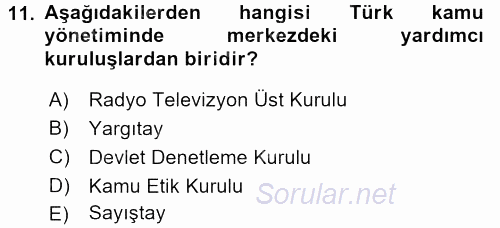 Kamu Özel Kesim Yapısı Ve İlişkileri 2016 - 2017 Ara Sınavı 11.Soru