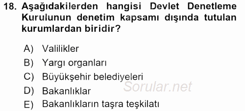 Kamu Özel Kesim Yapısı Ve İlişkileri 2016 - 2017 Ara Sınavı 18.Soru