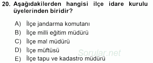 Kamu Özel Kesim Yapısı Ve İlişkileri 2016 - 2017 Ara Sınavı 20.Soru