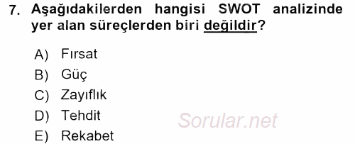 Kamu Özel Kesim Yapısı Ve İlişkileri 2016 - 2017 Ara Sınavı 7.Soru