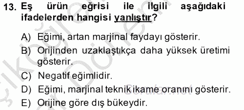 Doğal Kaynaklar ve Çevre Ekonomisi 2014 - 2015 Ara Sınavı 13.Soru