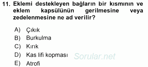 Yaşlı ve Hasta Bakım Hizmetleri 2017 - 2018 Dönem Sonu Sınavı 11.Soru