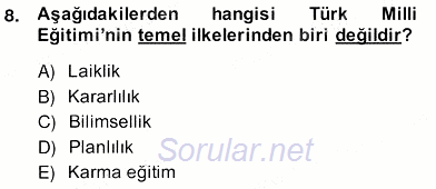 Eğitim Sosyolojisi 2013 - 2014 Ara Sınavı 8.Soru