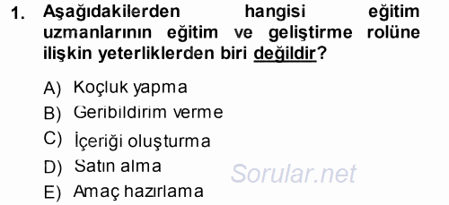İşletmelerde Eğitim ve Geliştirme 2014 - 2015 Ara Sınavı 1.Soru