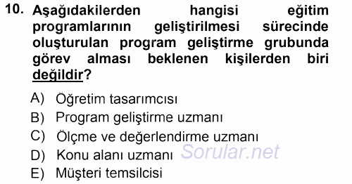İşletmelerde Eğitim ve Geliştirme 2014 - 2015 Ara Sınavı 10.Soru