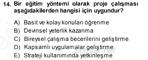 İşletmelerde Eğitim ve Geliştirme 2014 - 2015 Ara Sınavı 14.Soru