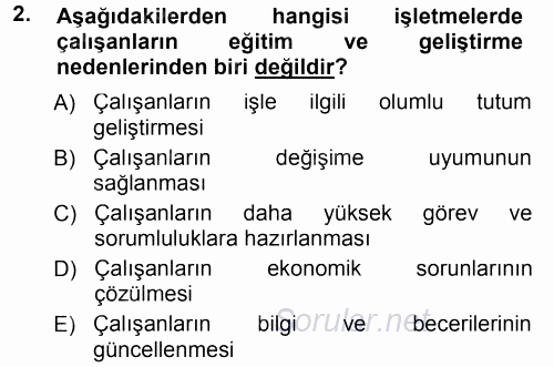 İşletmelerde Eğitim ve Geliştirme 2014 - 2015 Ara Sınavı 2.Soru