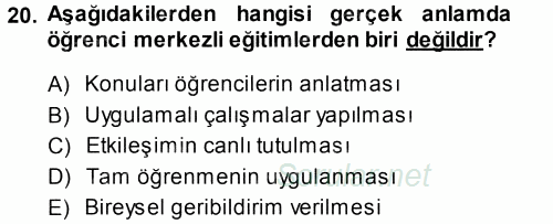 İşletmelerde Eğitim ve Geliştirme 2014 - 2015 Ara Sınavı 20.Soru