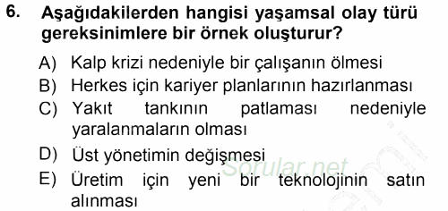 İşletmelerde Eğitim ve Geliştirme 2014 - 2015 Ara Sınavı 6.Soru