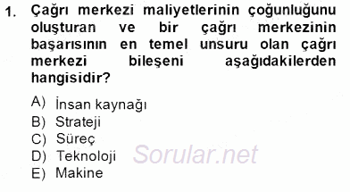 Çağrı Merkezi Yönetimi 1 2014 - 2015 Ara Sınavı 1.Soru