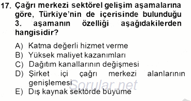 Çağrı Merkezi Yönetimi 1 2014 - 2015 Ara Sınavı 17.Soru