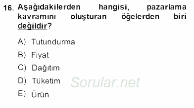 Toplum ve İletişim 2014 - 2015 Dönem Sonu Sınavı 16.Soru