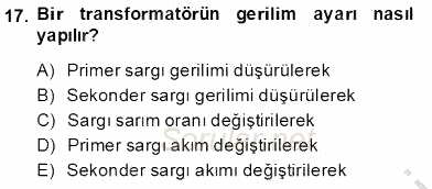 Elektrik Makinaları 2013 - 2014 Ara Sınavı 17.Soru
