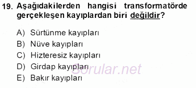 Elektrik Makinaları 2013 - 2014 Ara Sınavı 19.Soru