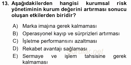 Lojistik Yönetimi 2015 - 2016 Dönem Sonu Sınavı 13.Soru