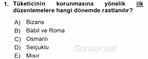 Tüketici Hukuku 2017 - 2018 Dönem Sonu Sınavı 1.Soru