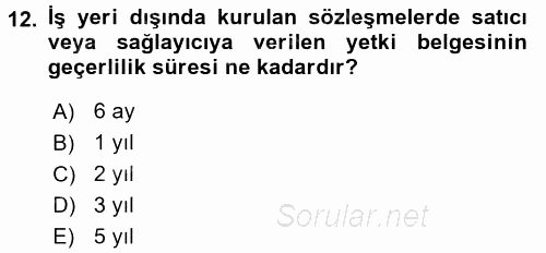 Tüketici Hukuku 2017 - 2018 Dönem Sonu Sınavı 12.Soru