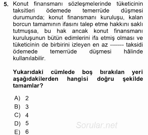Tüketici Hukuku 2017 - 2018 Dönem Sonu Sınavı 5.Soru