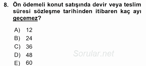 Tüketici Hukuku 2017 - 2018 Dönem Sonu Sınavı 8.Soru