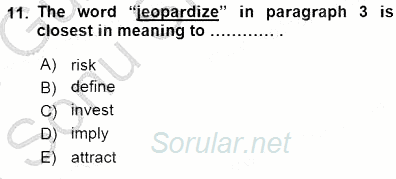 İleri Okuma Ve Yazma Becerileri 1 2015 - 2016 Dönem Sonu Sınavı 11.Soru