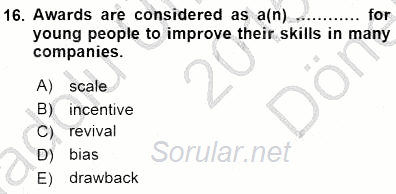 İleri Okuma Ve Yazma Becerileri 1 2015 - 2016 Dönem Sonu Sınavı 16.Soru
