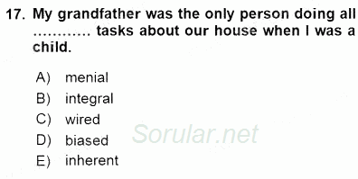 İleri Okuma Ve Yazma Becerileri 1 2015 - 2016 Dönem Sonu Sınavı 17.Soru