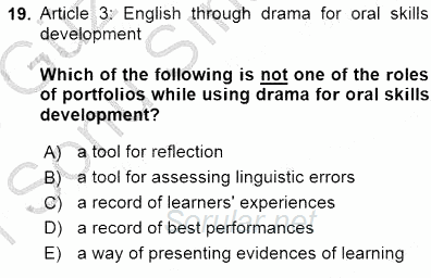 İleri Okuma Ve Yazma Becerileri 1 2015 - 2016 Dönem Sonu Sınavı 19.Soru