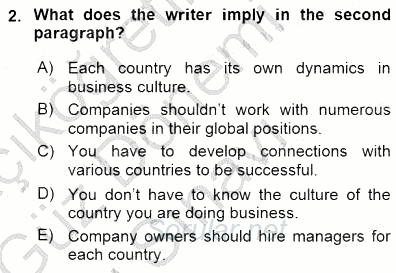 İleri Okuma Ve Yazma Becerileri 1 2015 - 2016 Dönem Sonu Sınavı 2.Soru