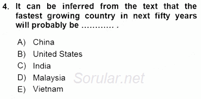 İleri Okuma Ve Yazma Becerileri 1 2015 - 2016 Dönem Sonu Sınavı 4.Soru