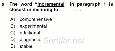 İleri Okuma Ve Yazma Becerileri 1 2015 - 2016 Dönem Sonu Sınavı 8.Soru